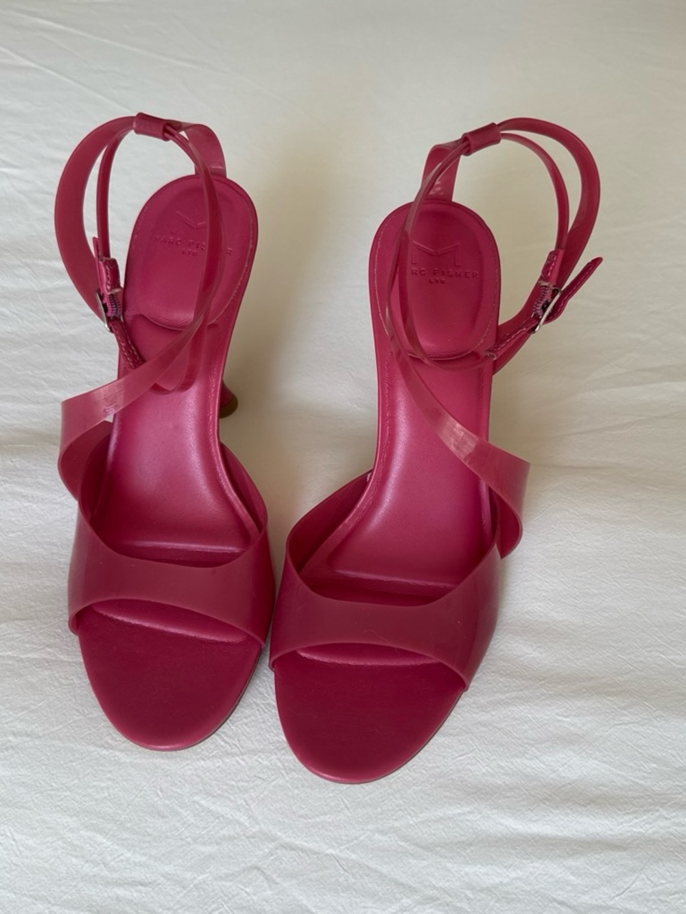 Marc Fisher Strappy Open-Toe Heeled Raspberry Sandals